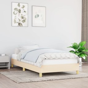 Estrutura de cama sem colchão 100x200 cm tecido cor creme