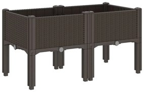 Vaso/floreira de jardim c/ pernas 80x40x42 cm PP castanho
