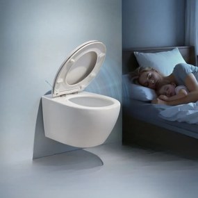 Assento de sanita 44,6 x 37 cm (SANITA NÃO INCLUIDA) em forma de O com sistema de descida suave e fácil remoção, branco