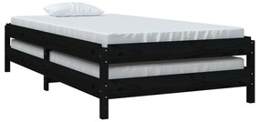 Cama empilhável 80 x 200 cm madeira de pinho maciça preto