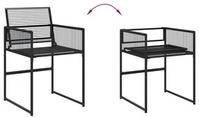 9 pcs conjunto de jantar para jardim vime PE preto