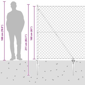 Cerca de Cadeia com 7 Postes de Estaca 1,6x10 m Aço Galvanizado