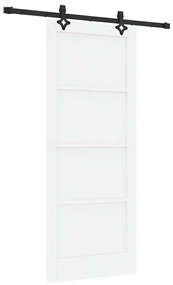 Porta Deslizante com Conjunto de Hardware 'ORKDAL'Branca Madeira Sólid