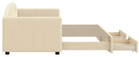 Sofá-cama com gavetão e gavetas 80x200 cm tecido cor creme