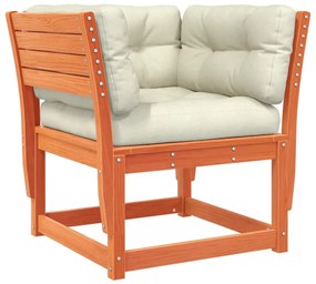 8pcs conj. lounge jardim + almofadões pinho maciço castanho-mel