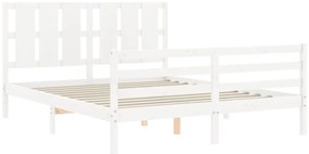 Estrutura de cama com cabeceira 160x200 cm madeira maciça