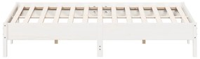 Cama sem colchão 200x200 cm madeira de pinho maciça branco