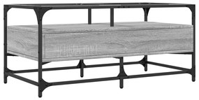 Mesa de centro c/ topo de vidro 98,5x50x45 cm cinza sonoma aço