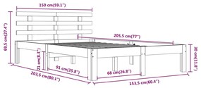 Estrutura de cama king 150x200 cm madeira maciça