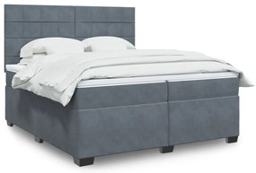 Cama com molas/colchão 200x200 cm veludo cinzento-escuro