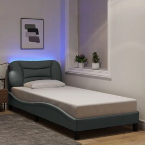 Estrutura de cama com LED sem colchão 90x200 cm tecido