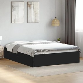 Estrutura de cama 160x200 cm derivados de madeira preto