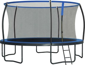 Trampolim infantil de jardim de 427 cm com varas curvas, rede de segurança Preto-Azul
