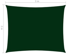 Para-sol estilo vela retangular 2x3m tecido oxford verde-escuro
