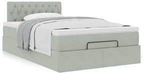 Cama otomana com colchão cinza claro 120x190 cm Veludo