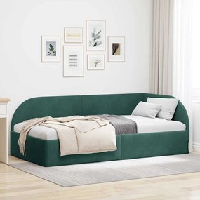 vidaXL Estrutura de Cama de Canto Verde Escuro 90 cm x 190 cm