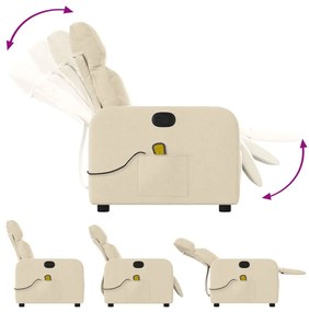 Poltrona de massagens reclinável tecido cor creme