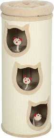 PawHut Arranhadores em cilindro para Gatos Tonel de Arranhar em Sisal com Borda de Pelúcia 3 Níveis Estável Ø 38x96 cm Creme | Aosom Portugal