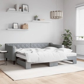 vidaXL Sofá-cama c/ gavetão e colchões 90x190 cm tecido cinzento-claro