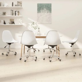 vidaXL Cadeiras de jantar giratórias 4 pcs PP branco