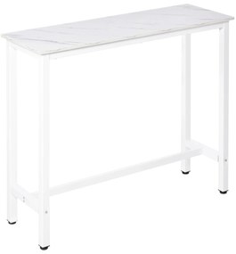 HOMCOM Mesa de Bar Mesa Alta com Bancada de Efeito Marmorizado e Pés de Metal Estilo Moderna para Cozinha Bistro Cafeteria Branco | Aosom Portugal