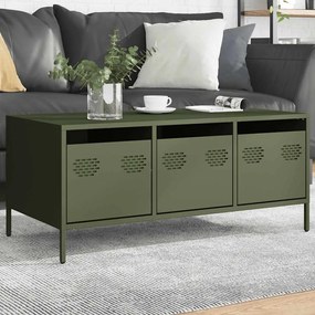 Mesa centro 101,5x50x43,5 cm aço laminado a frio verde-azeitona