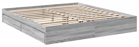 Estrutura de cama c/ gavetas derivados madeira cinza sonoma