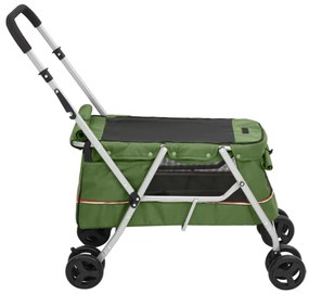 Carrinho dobrável para cães 100x49x96 cm tecido linho verde