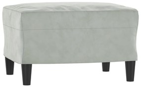 Poltrona com apoio de pés 60 cm veludo cinzento-claro