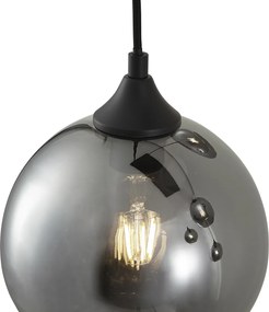 Candeeiro suspenso Art Deco preto com vidro fumado 5 luzes - Wallace