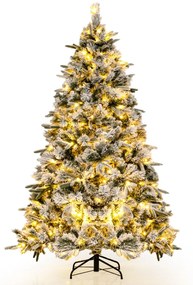 Árvore de Natal artificial de 186 cm com 250 luzes LED brancas quentes e 752 ramos mistos Montagem fácil Branco e verde