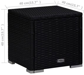 3 pcs espreguiçadeiras jardim c/ mesa de centro vime PE preto