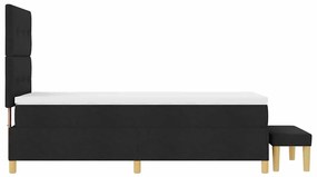 Cama Box Spring vidaXL com Colchão e Banco Preto 100x200 cm Tecido