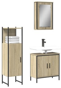 vidaXL 3 pcs conj. móveis casa banho derivados madeira carvalho sonoma