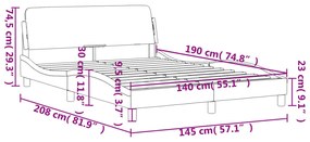 Estrutura de cama c/ cabeceira 140x190 cm tecido azul