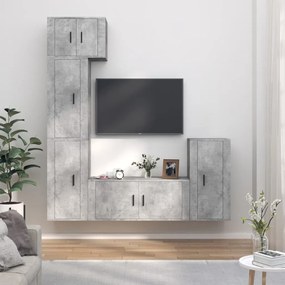 vidaXL Conjunto móveis de TV 5 pcs madeira processada cinzento cimento