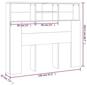 Cabeceira de cama com armário 120x19x103,5 cm branco