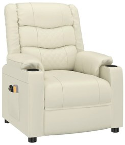 Poltrona de massagens elétrica couro artificial cor creme
