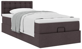 Cama otomana com colchão 100x200 cm tecido castanho escuro