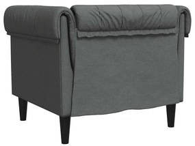 Sofá chesterfield tecido cinzento-escuro