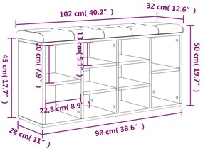 Banco sapateira 102x32x50 cm derivados madeira cinzento cimento