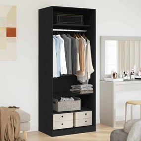 vidaXL Guarda-Roupa Preto Carvalho 80 x 50 x 200 cm - Madeira de Engenharia