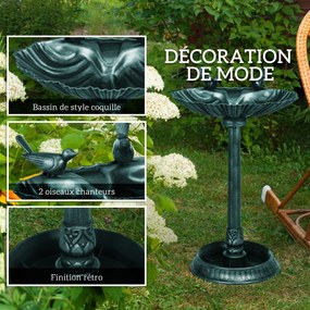 Bebedouro antigo para pássaros com 81 cm, com base em forma de Floreira, comedouro e bacia para pássaros com pé, em bronze verde