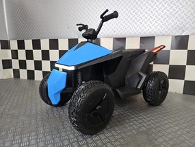 Moto 4 elétrica para crianças Future 12V Assento em pele, pneus borracha, Luzes Azul