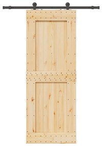 Porta de correr com ferragens 85x210 cm madeira de pinho maciça