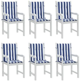 Almofadões cadeira encosto baixo 6pcs tecido riscas azul/branco