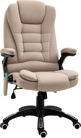 Vinsetto Cadeira de Escritório com Massagem 6 Pontos Reclinável até 130° com Aquecimento 67x74x107-116 cm Castanho Claro | Aosom Portugal