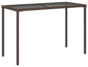 Mesa de jardim com tampo de vidro 115x54x74 cm vime PE castanho