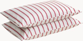 Fronhas em percal de algodão Striped Coral, conjunto de 2