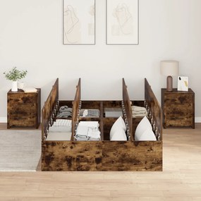 Base de Cama de Armazenamento vidaXL Carvalho Fumado 120x200 cm